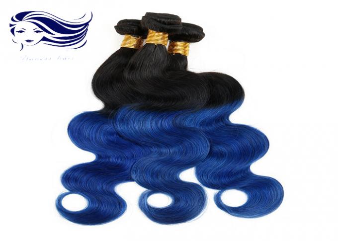 De Kleurenhaar 100 van Ombre van de lichaamsgolf Blauw de Peruviaanse Bundels van het Haarweefsel